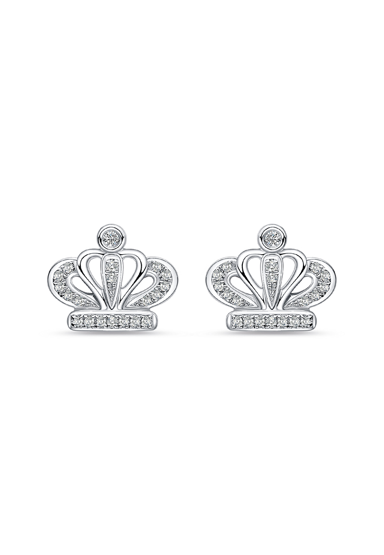 LAZO DIAMOND LAZO DIAMOND Queen’s Crown Diamond Stud Earrings in 9k White Gold