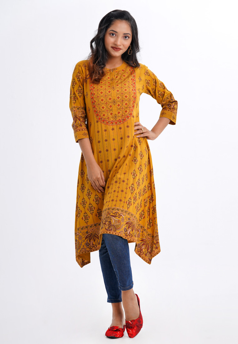 Le Reve Le Reve Embroidery Viscose Ethnic Style Long Tunic