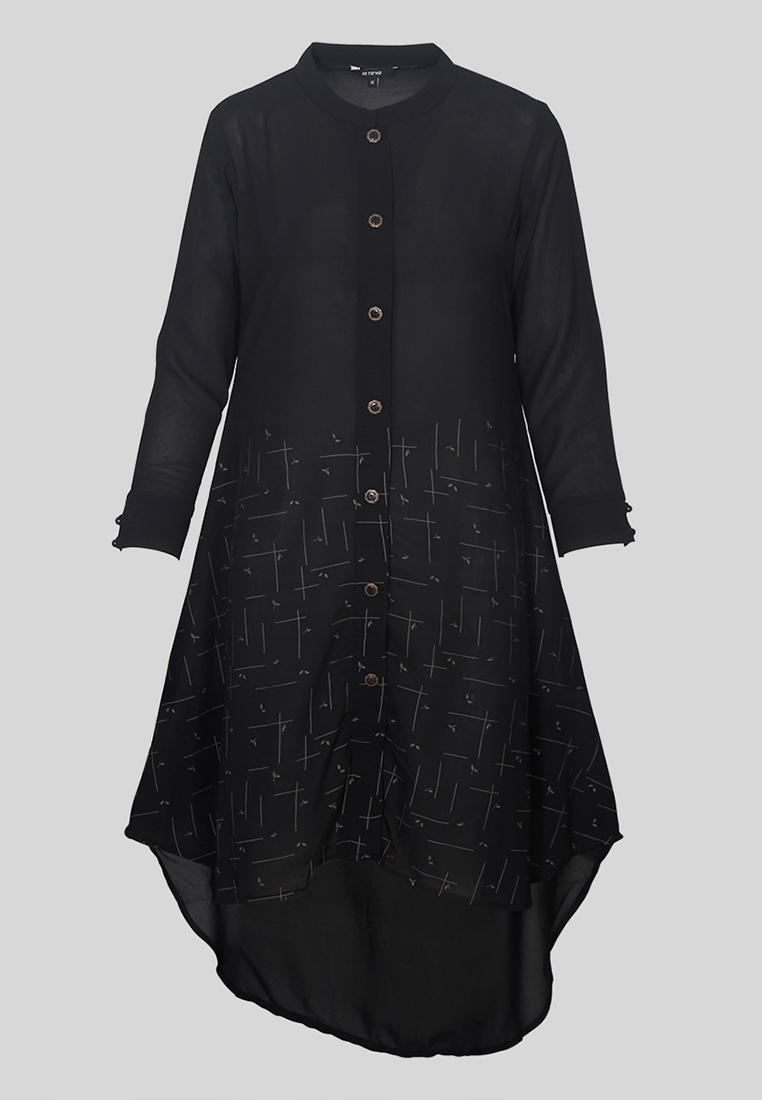 Le Reve Le Reve Black Hi-Low Shirt Style Tunic