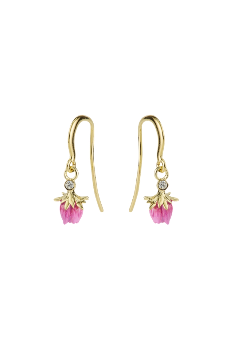 Les Néréides Les Néréides Hook Earing Dangling Rosebud with a White Crystal PROMENADE A BARBIZON [LN