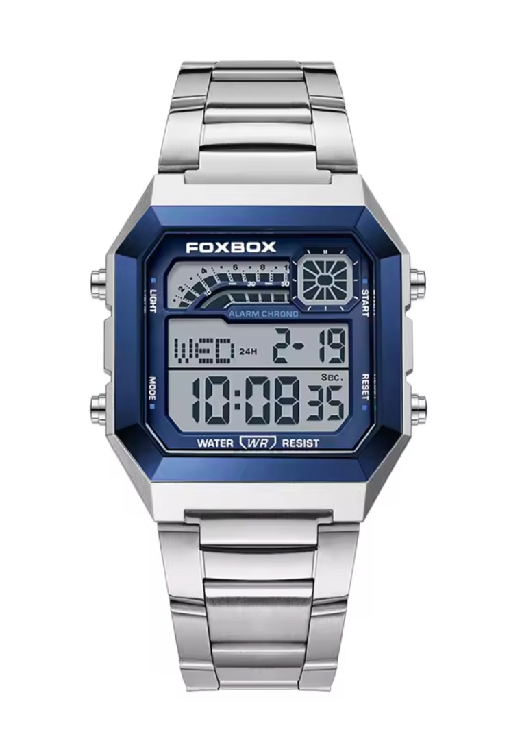 LIGE FOXBOX Unisex Digital Watch, Silver/Blue