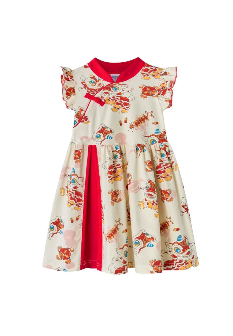 Little Kooma Ready Stock White Lion Dance Girl Cheongsam Dress CNY Outfit Baby Kids Singapore
