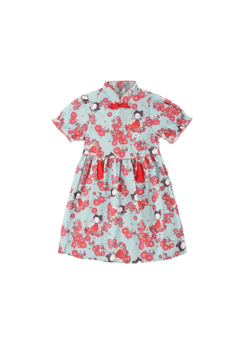 Little Kooma Little Girl Dancing Among Red Plum Flowers Baby Kids Girl Cheongsam Dress 0853