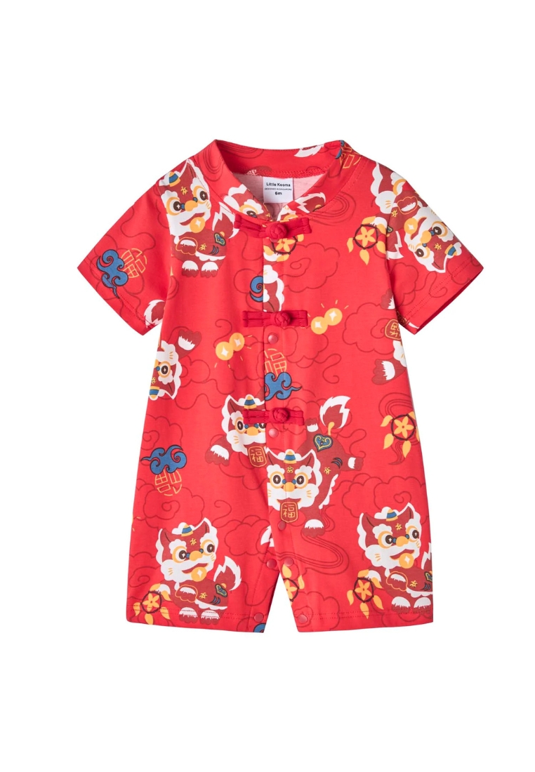 Little Kooma Ready Stock CNY Red Lion Dance Baby Boy Cheongsam Romper Singapore Outfit