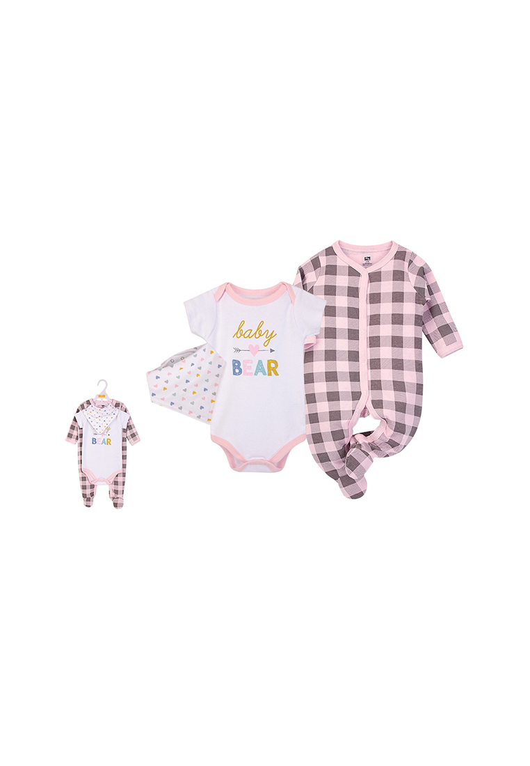 Little Kooma Hudson Baby Bodysuit Sleepsuit Bib 3 Piece Layette Set 00989CH Baby Bear