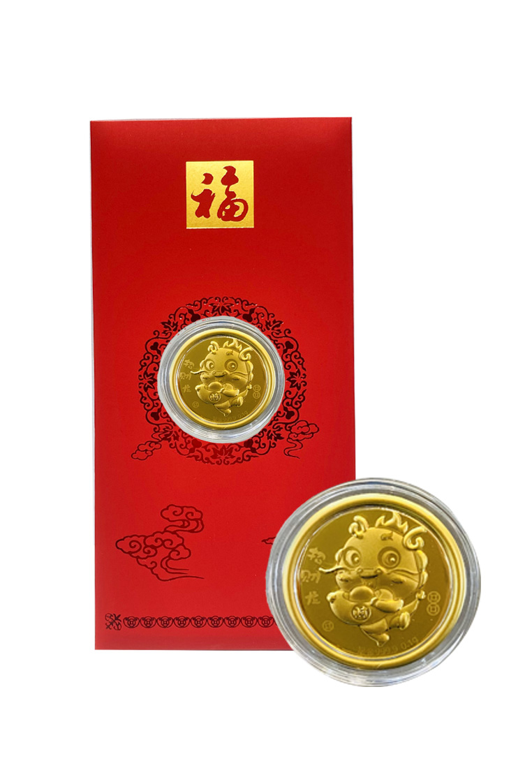 LITZ LITZ 2024 Chinese New Year Dragon Red Packets 999.9 Pure Gold Coin 0.10g AP0012-D-G
