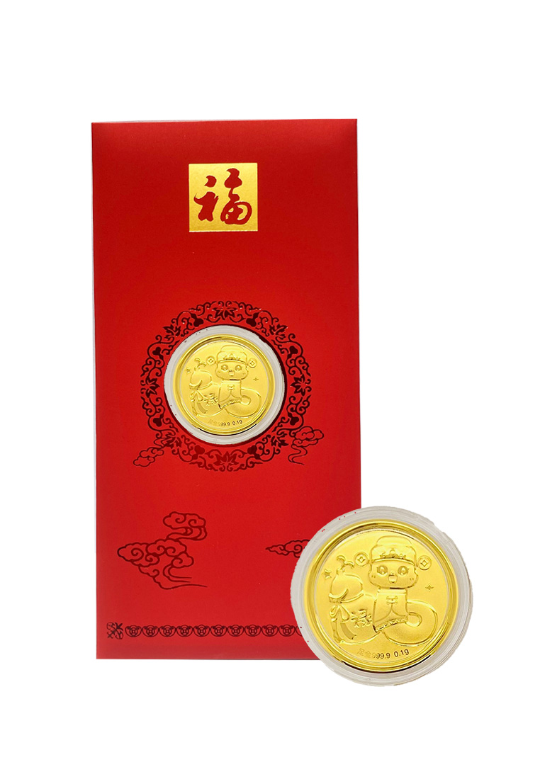 LITZ LITZ 2025 Chinese New Year Snake Red Packets 999.9 Pure Gold Coin 0.10g AP0012-S-B (禄)
