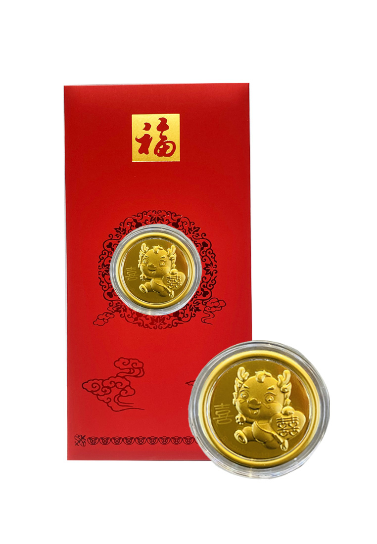 LITZ LITZ 2024 Chinese New Year Dragon Red Packets 999.9 Pure Gold Coin 0.10g AP0012-D-I