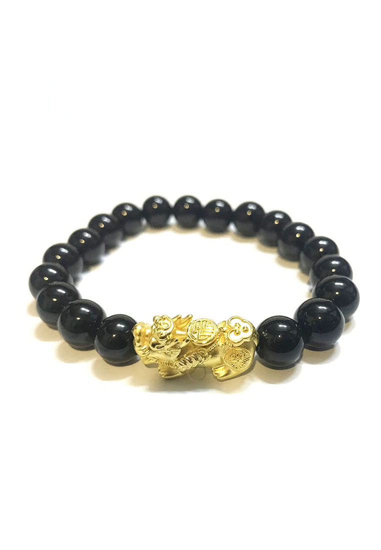 LITZ [SPECIAL] LITZ 999 (24K) Gold PiXiu With Agate Bracelet 福气满满貔貅手 EPC0198-B-B (1.50g+/-)
