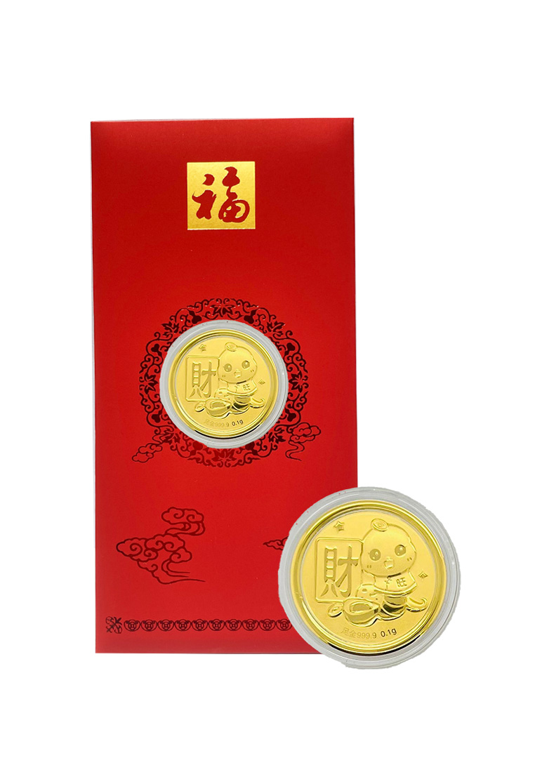 LITZ LITZ 2025 Chinese New Year Snake Red Packets 999.9 Pure Gold Coin 0.10g AP0012-S-C (财)