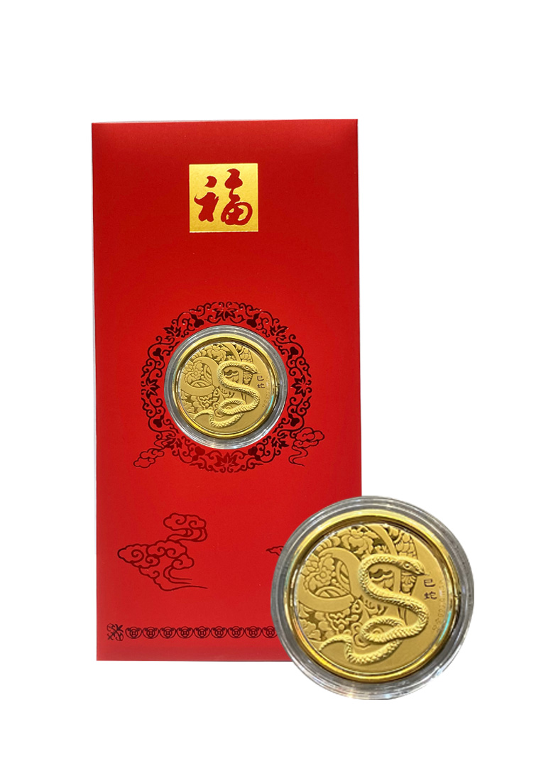 LITZ LITZ Zodiac Snake Red Packets 999 Pure Gold Coin 0.10g AP0017-F