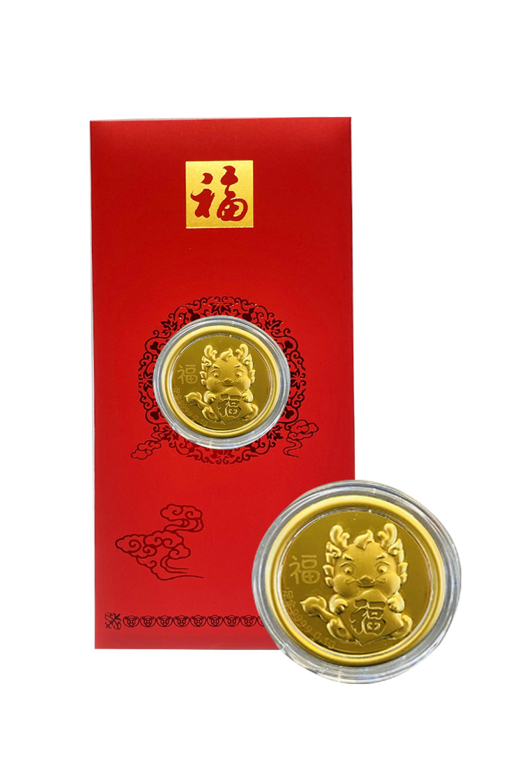 LITZ LITZ 2024 Chinese New Year Dragon Red Packets 999.9 Pure Gold Coin 0.10g AP0012-D-H