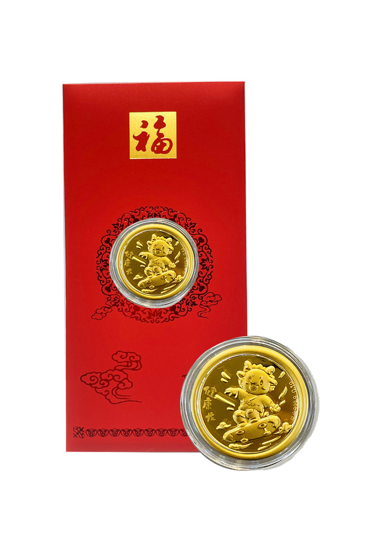 LITZ LITZ 2024 Chinese New Year Dragon Red Packets 999.9 Pure Gold Coin 0.10g AP0012-D-E