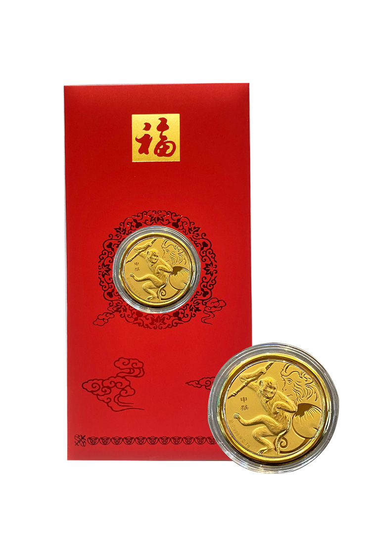 LITZ LITZ Zodiac Monkey Red Packets 999 Pure Gold Coin 0.10g AP0017-I