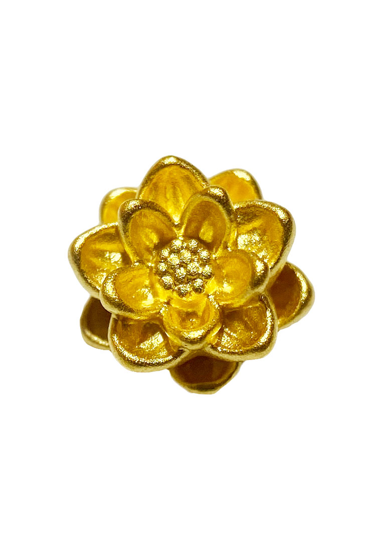 LITZ [SPECIAL] LITZ 999 (24K) Gold Charm Lotus Flower With 4mm Agate Bracelet 莲花手链 EPC0974-MB-B (0.0
