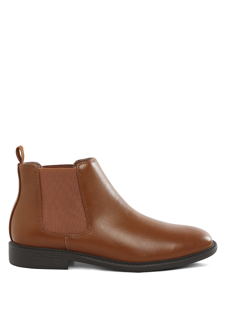 London Rag Men's Faux Leather Chelsea Boots in Tan