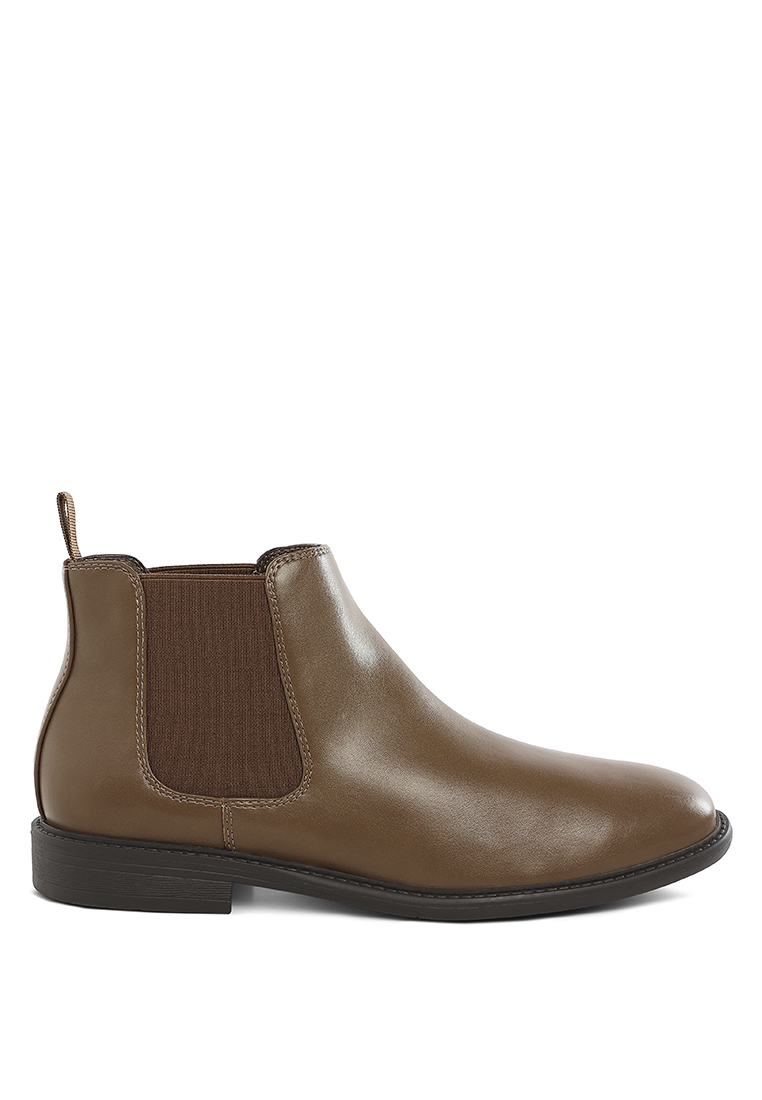 London Rag Men's Faux Leather Chelsea Boots in Taupe