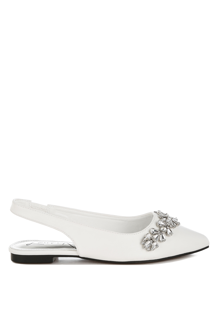 London Rag Diamante Embellished Flat Sandals in White