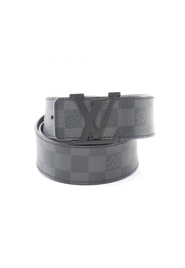 Louis Vuitton Pre-Loved Louis Vuitton ceinture LV Initial Damier Graphite belt PVC black