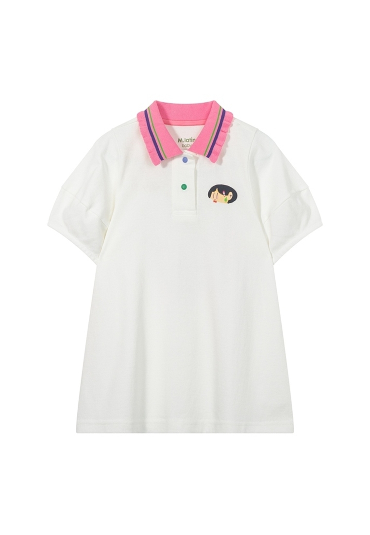 M.Latin Color Button Graphic Print Dress Color Collar