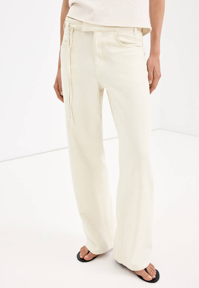 Mango Low-Rise Tie Jeans