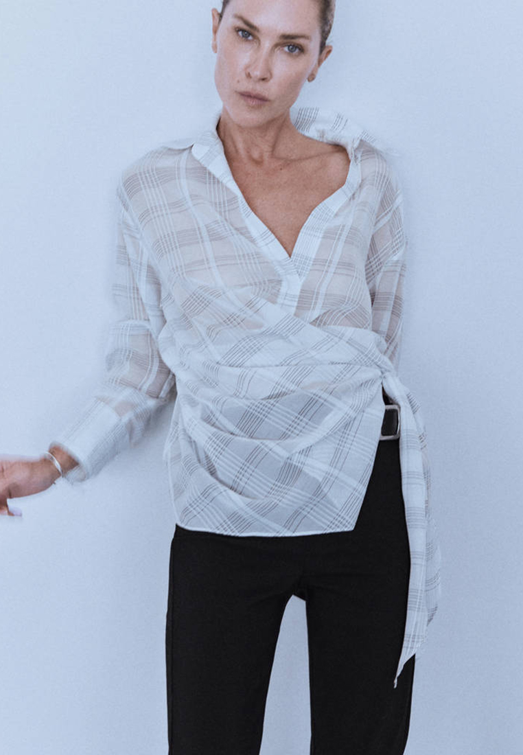 Mango Bow Check Shirt