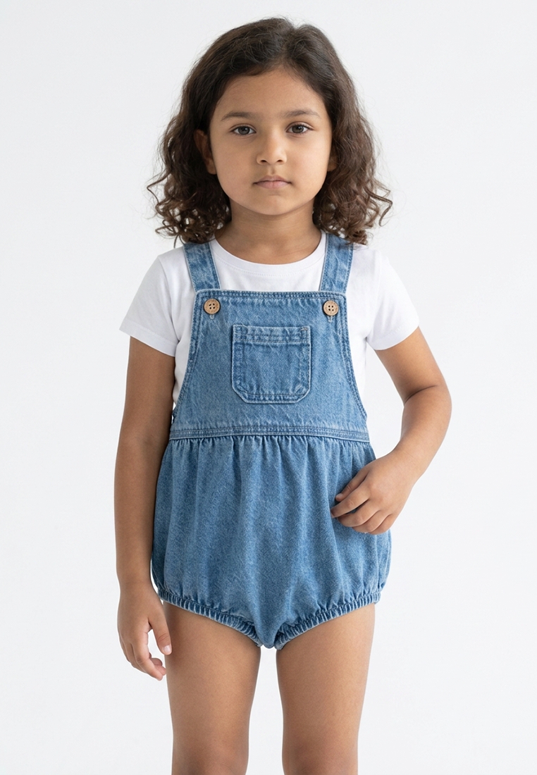 MANGO BABY Denim Cotton Romper