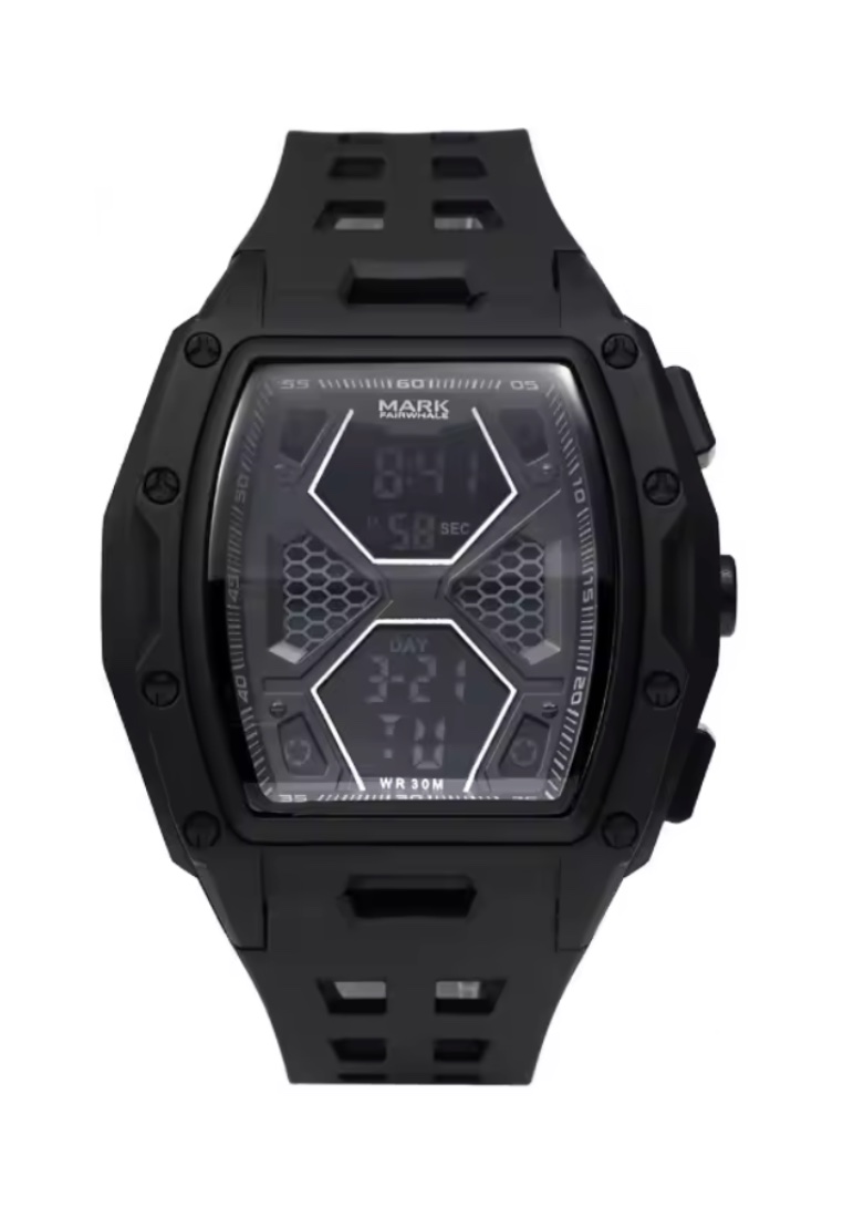 Mark Fairwhale Unisex Barrel Shaped Electronic Watch, 45mm, Rubber Strap