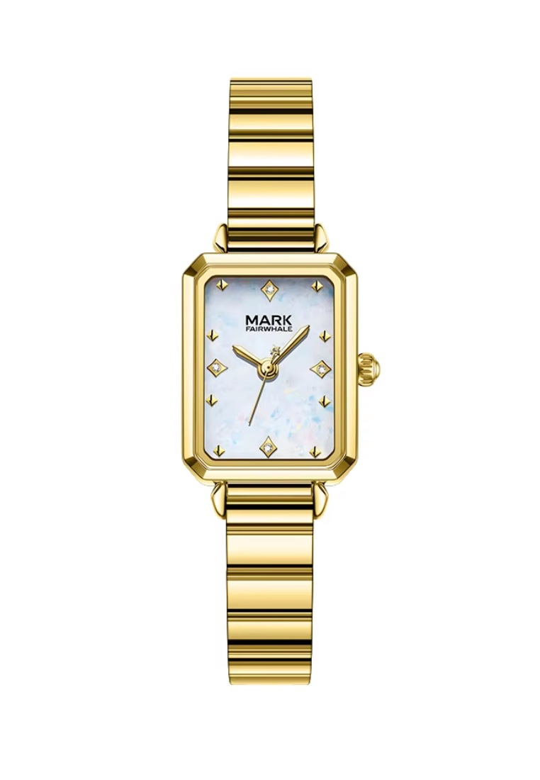 Mark Fairwhale Ladies Alloy Quartz Watch, 32mm Watch Case Height, Gold Color Stainless Steel Bracele