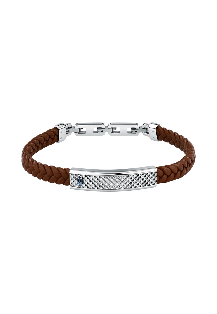 Maserati Maserati Leather Bracelet ,Men's Jewels ,Stainless Steel,19+3.5cm BROWN Leather JM525AVE37（