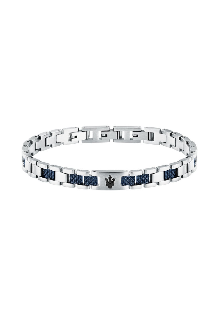 Maserati MASERATI Jewels 215mm Men's Stainless Steel Bracelet, Black+Blue, JM225AVD87 (Adjustable)