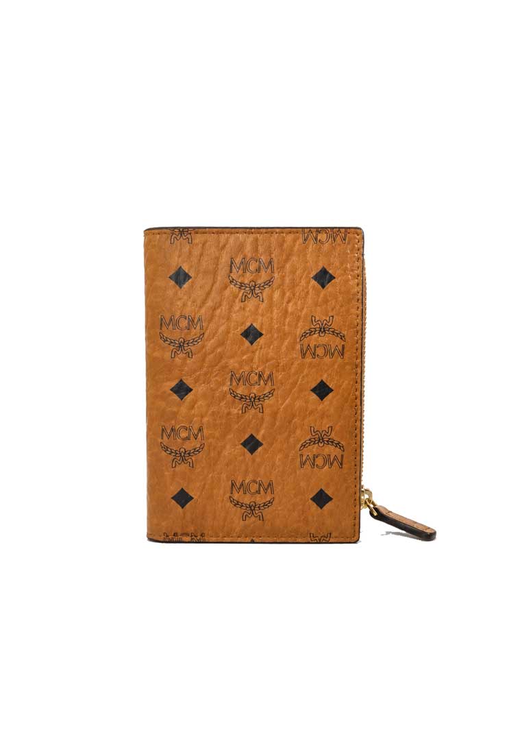 Mcm Bifold Zip Card Wallet In Visetos Original Cognac MXSFATA02CO001