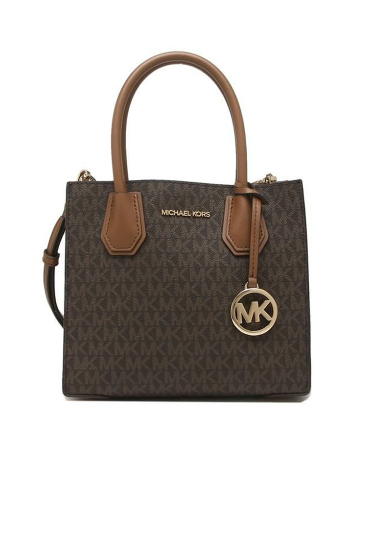 Michael Kors Mercer Medium Logo and Leather Accordion Crossbody Bag 35S1GM9M2B Brown