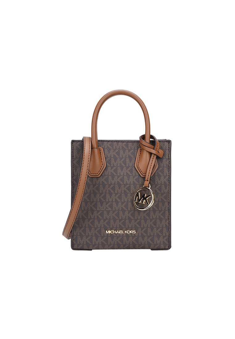Michael Kors Mercer Extra-Small Logo and Leather Crossbody Bag In Brown 35T1GM9C0I