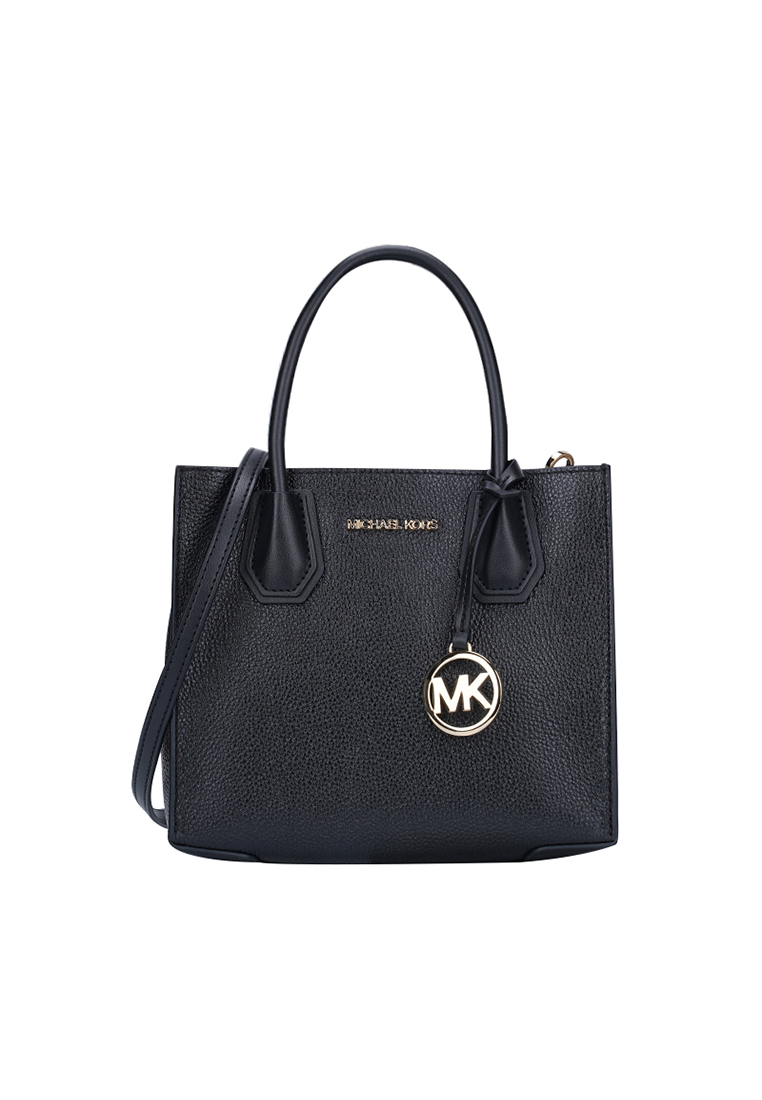 Michael Kors Mercer Medium Pebbled Leather Crossbody Bag In Black 35S1GM9M2L