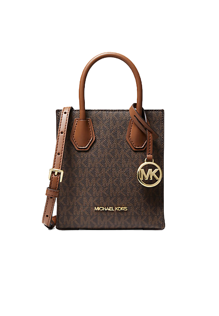 Michael Kors Mercer Extra-Small Logo and Leather Crossbody Bag Brown 35T1GM9C0I