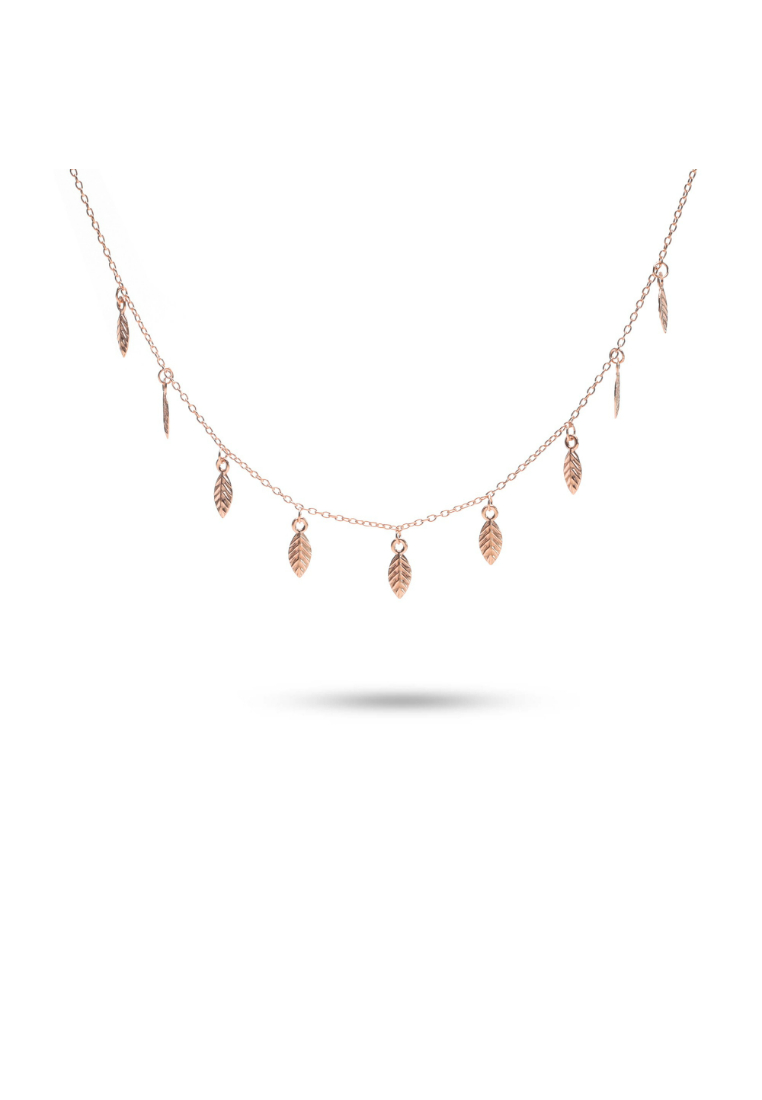 Millenne Millennia 2000 Bohemian Leaf Rose Gold Necklace with 925 Sterling Silver