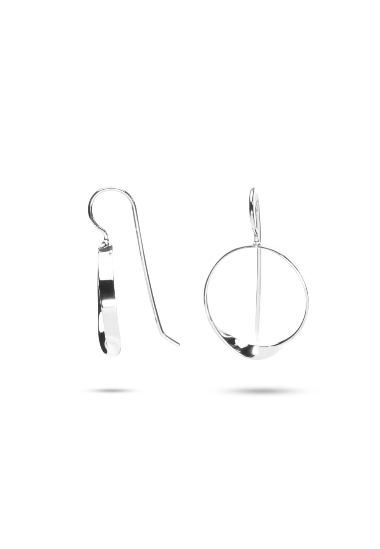 Millenne Minimal Circle Arched Silver Hook Earrings with 925 Sterling Silver