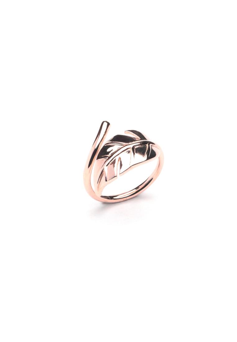 Millenne Millennia 2000 Mockup Leaf Curly Rose Gold Adjustable Ring with 925 Sterling Silver