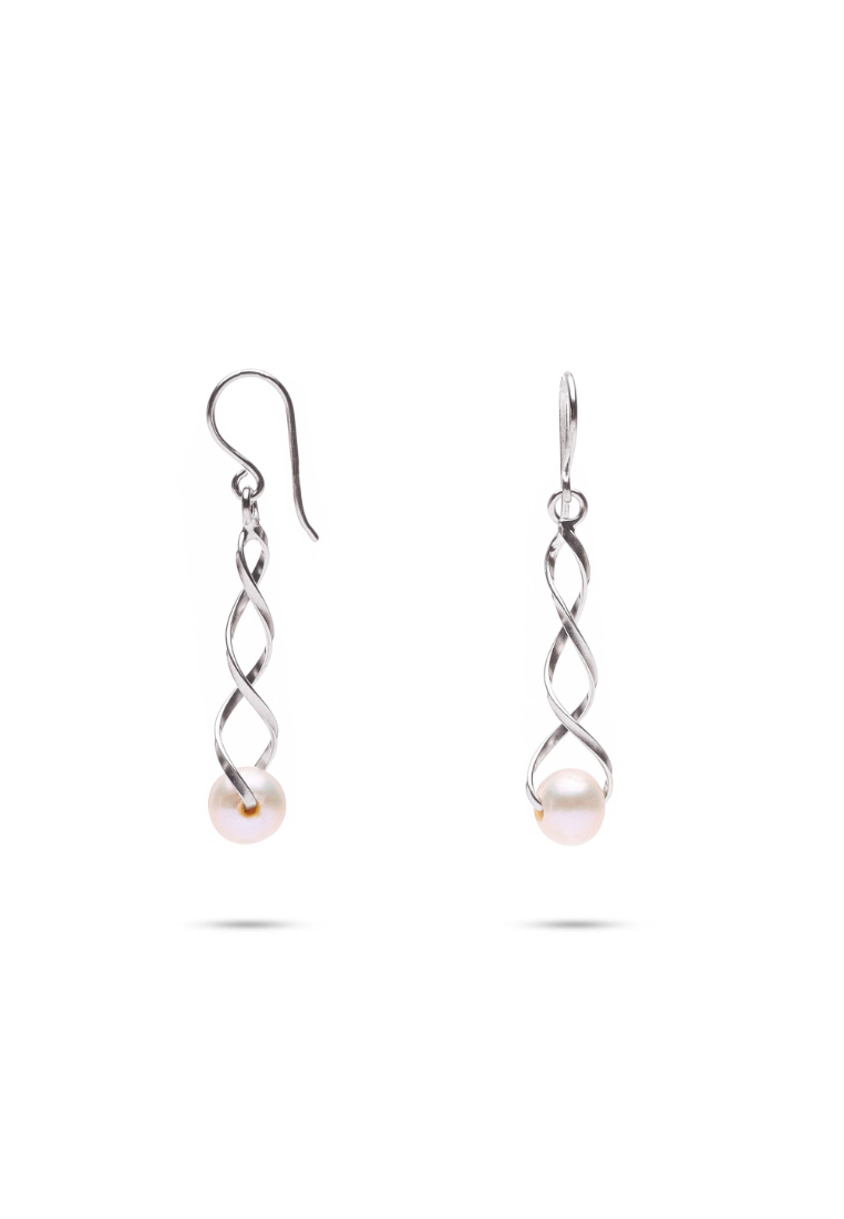 Millenne Millennia 2000 Freshwater Pearls Twisted Strands Silver Dangle Earrings with 925 Sterling S