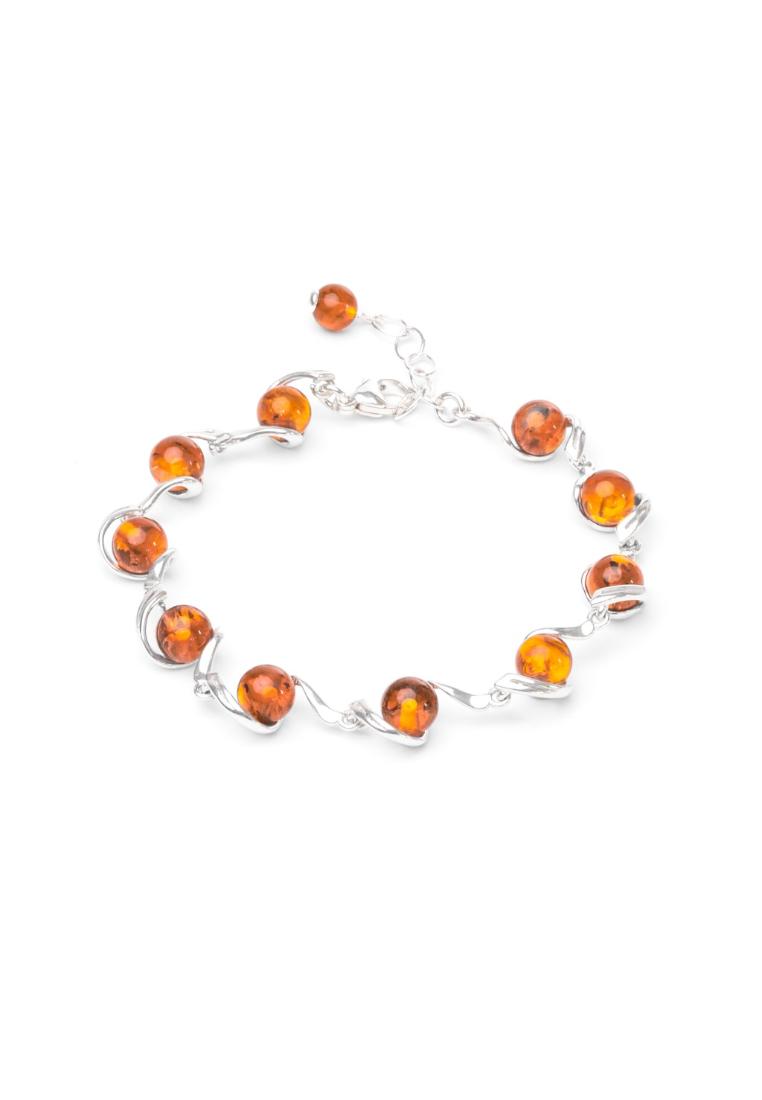 Millenne Multifaceted Baltic Amber Goblet Silver Bracelet with 925 Sterling Silver