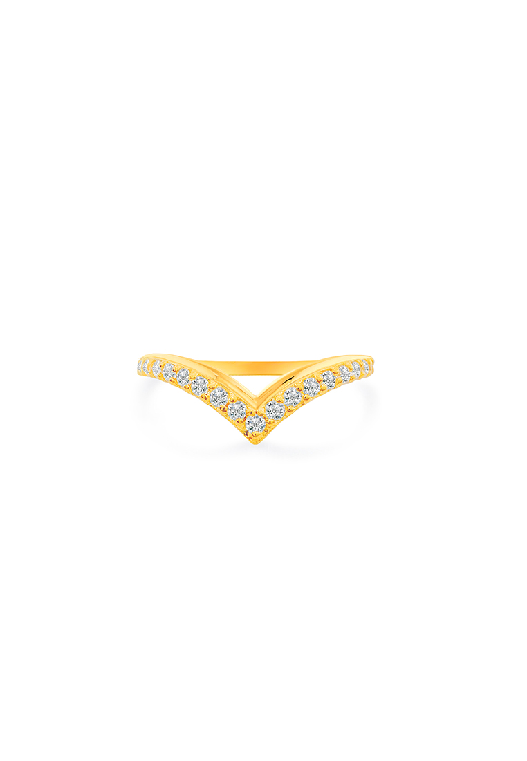 MJ Jewellery 375/9K Gold Zirconia Stone Layered V-Shaped Ring C86