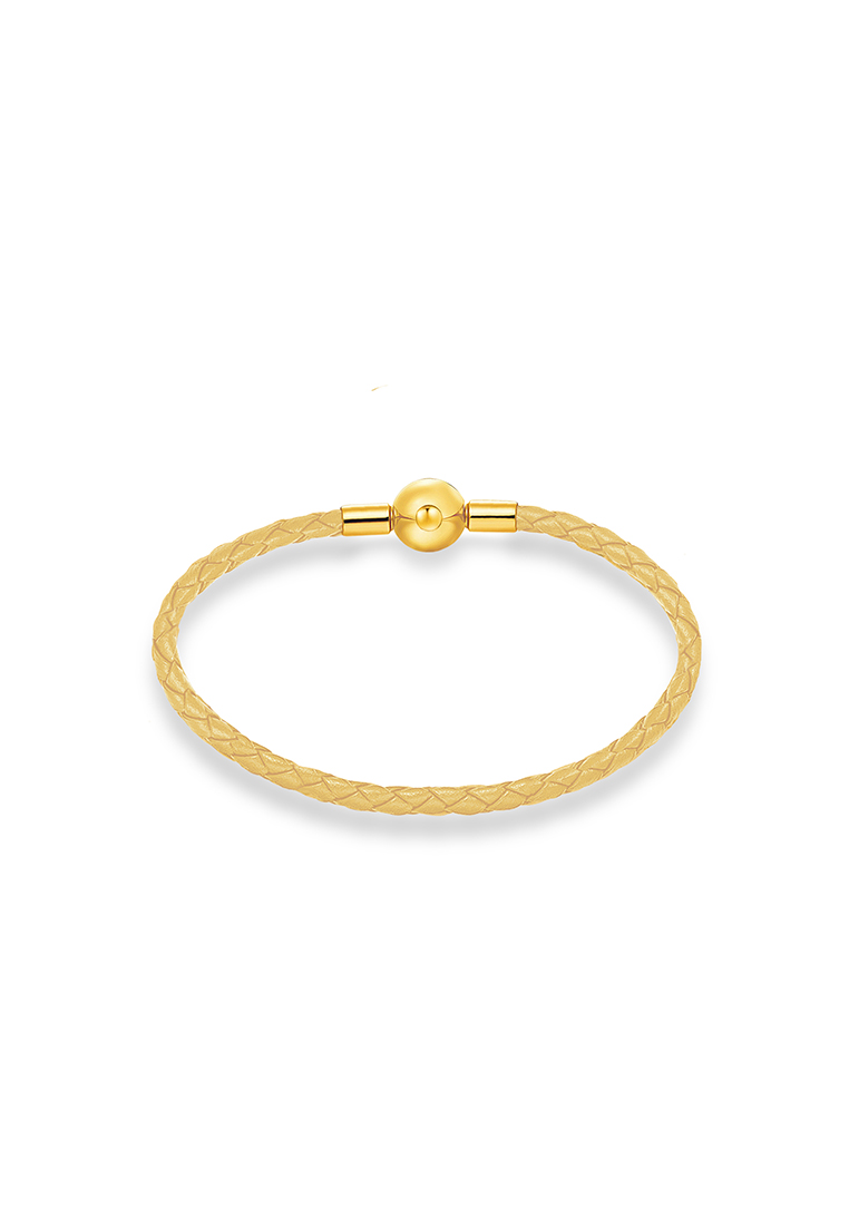 MJ Jewellery Gold Leather Bracelet L4 (3MM)