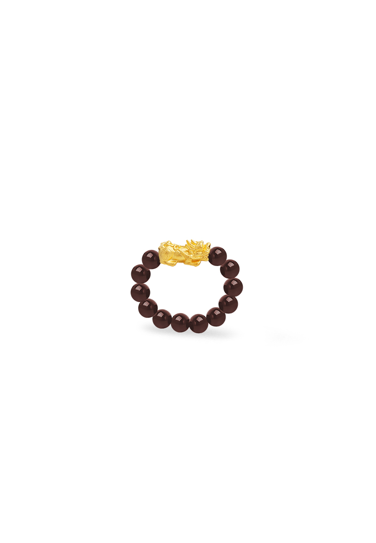 MJ Jewellery THE Mix Collection 999.9/24K Pure Gold Pixiu Agate Ring Set AGR-PX0.30G