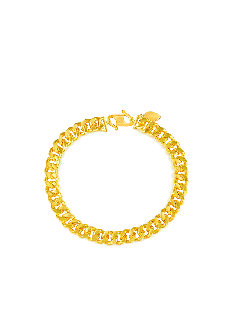 MJ Jewellery 916/22K Gold Hollow Machine Curb Chain Bracelet T020 (1.75MM)