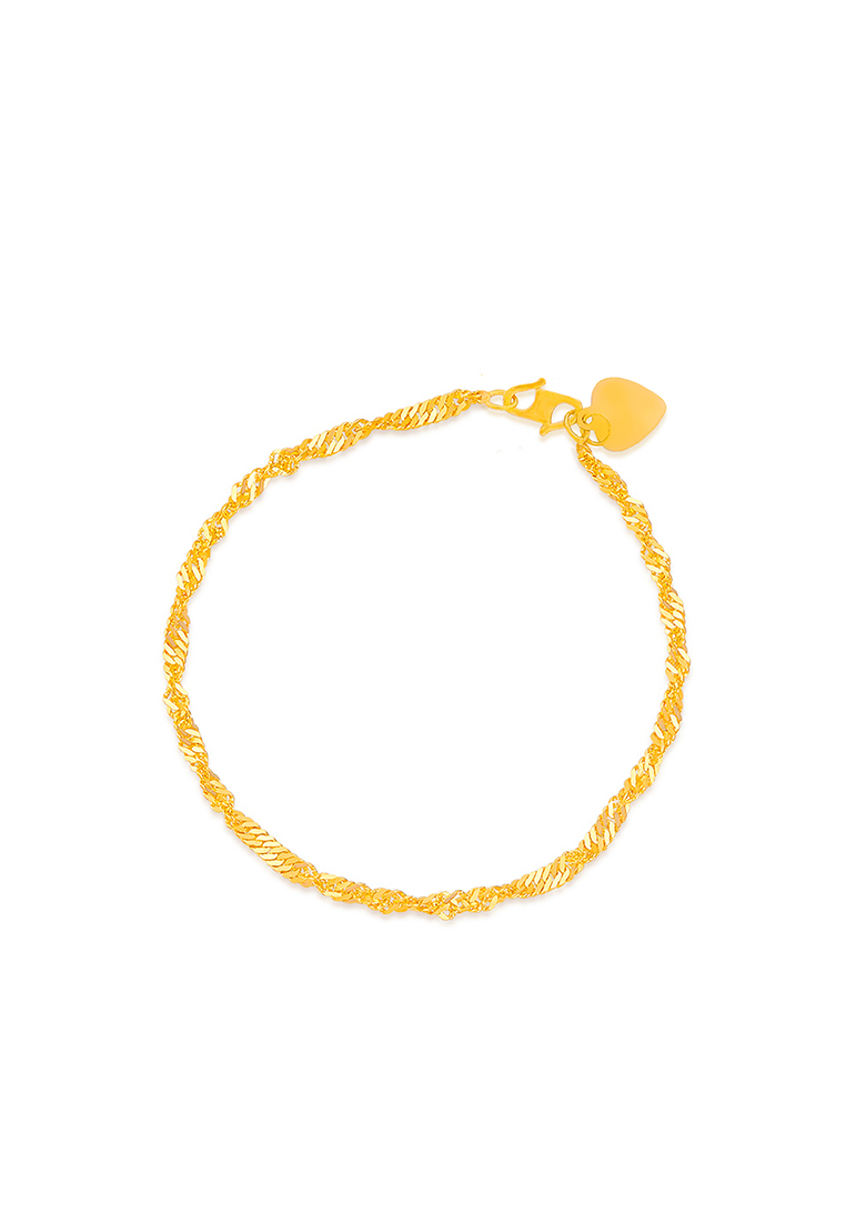MJ Jewellery 916/22K Gold Wave Chain Bracelet T001 (2.40MM)