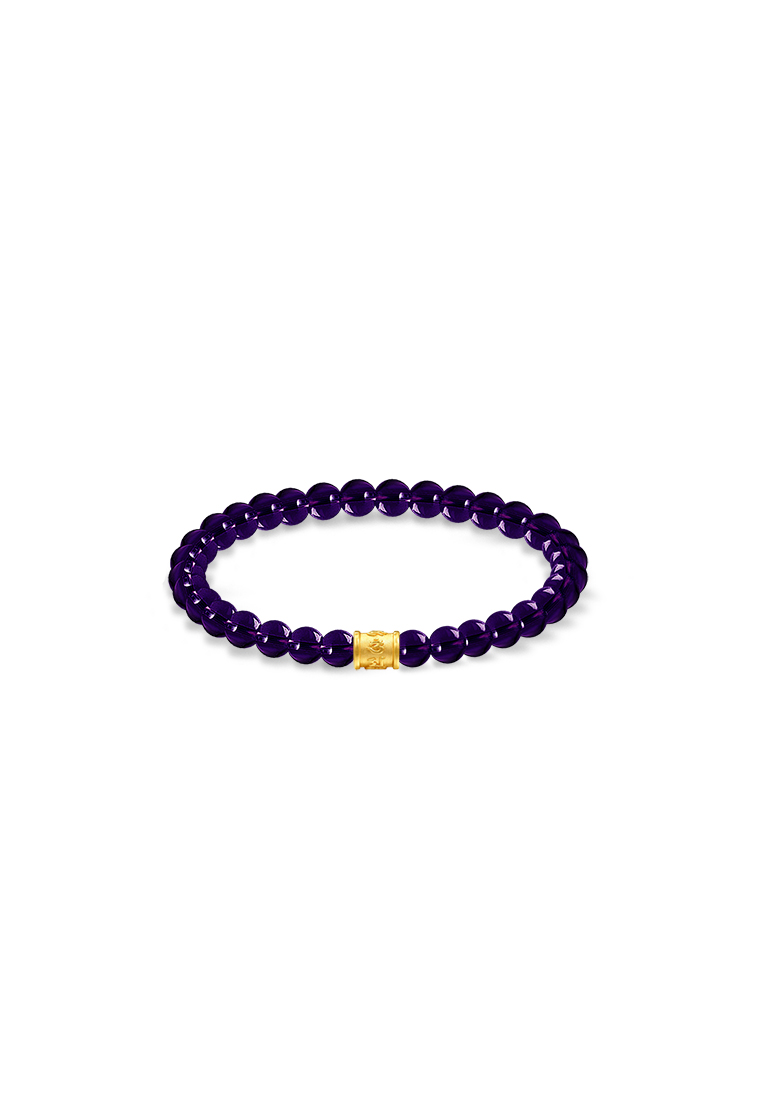 MJ Jewellery THE Mix Collection 999.9/24K Pure Gold Mini Six Word Mantra Agate Bracelet Set AGB-B805