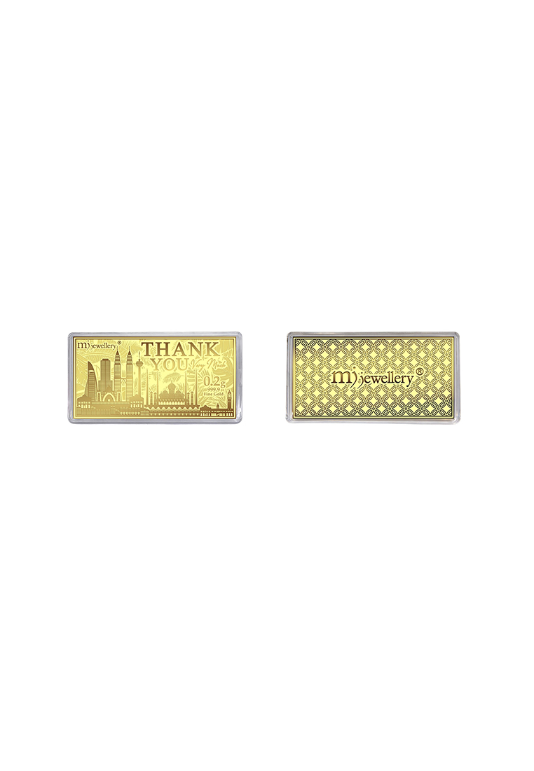 MJ Jewellery 999.9/24K Pure Gold Thank you Gold Note GN16 (0.2g)