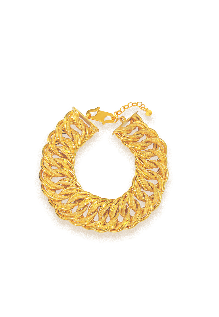 MJ Jewellery 375/9K Gold Hollow Double Coco Bracelet T027 (2CM)