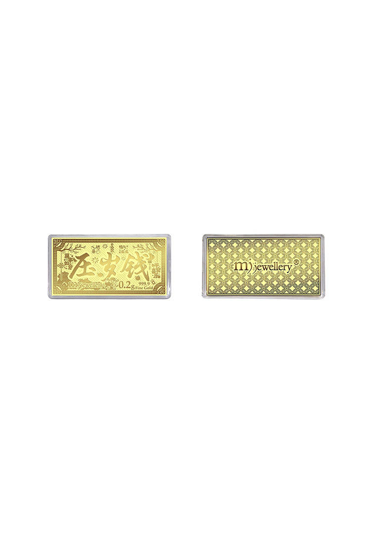 MJ Jewellery 999.9/24K Pure Gold Lucky Money Gold Note GN19 (0.2g)